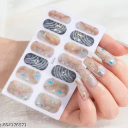 padmavathi enterprises 14Tips Glitter Bake Free Gel Nail Polish Sticker-picture-34
