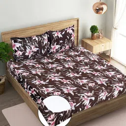 lathwal crations Velvet Double Fitted (Elastic) 280 TC Printed Bedsheet-picture-28