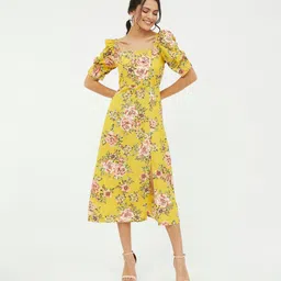 harpa Women A-line Yellow Midi/Calf Length Dress-picture-25