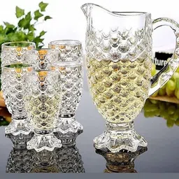 pineapple shape water and juice Jug Glass set pack of 7 Jug Glass Set-image-31