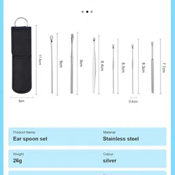 scabiosa Resuable Ear Cleaner Tool Set with Storage Leather Pouch image 3