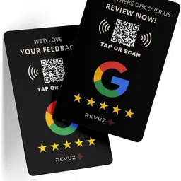 revuz Google Review Card & Standee with NFC and QR | Tap or Scan | Self Setup (Combo) Business Card image 3