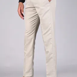 mancrew Men Regular Fit Beige Cotton Blend Trousers image 5