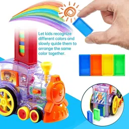 niyamat 40 Pcs Domino Train Toy Set, Domino Rally Train Model with Lights image 4