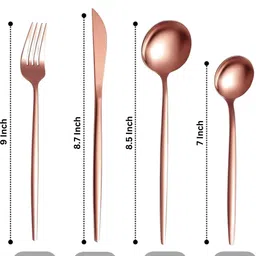 kitchantique Rosegold Silverware Set | 24-Piece Flatware For Dinner, Camping & Gifting Stainless Steel Cutlery Set image 5