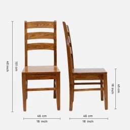 dzyn furnitures Cresta Solid Wood Dining Chairs In Teak Finish (Set of 2) image 2