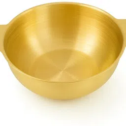 hevasnek Stainless Steel Decorative Bowl Golden wok kadhai image 1