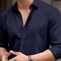 spoque Men Regular Fit Printed Spread Collar Casual Shirt image 3