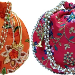 athizay Girls Orange, Red, Gold Potli-picture-20