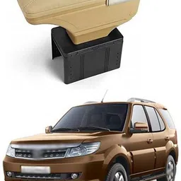 prtek Stylish Car Armrest with Glass Holder & Ash Tray Beige & Chrome for all Cars (Universal) C223 Car Armrest-picture-36