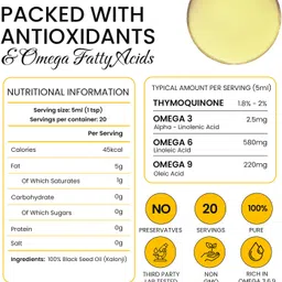 caraway Cold Pressed Black Seed (Kalonji) Oil For Hair Growth, Drink & Skin Care Hair Oil image 2