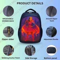 mous Navy Blue Princess Printed Backpack – Ideal for School Use Waterproof School Bag image 4