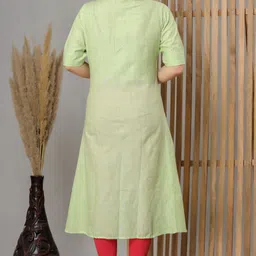looms21 Women Embroidered Cotton Blend A-line Kurta image 2