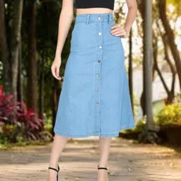 aksha creation Women Solid A-line Light Blue Skirt-picture-19