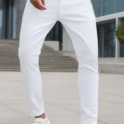 stitch factory Men Slim Mid Rise White Jeans-picture-23