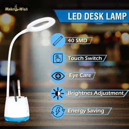 make ur wish Touch On/Off Switch LED Desk Lamp/Student Study Reading/Learning Dimmer/Brightener Rechargeable Led Table Lamps(Multicolor) Study Lamp image 2