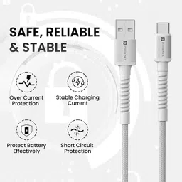 Portronics USB Type C Cable 3 A 2 m Konnect X Nylon Braided Fast Charging and Data Sync image 2