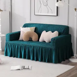 hokipo Polyester 2 Seater Sofa Plain Cover image 4