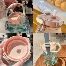 jhalakriti 1000ml Teddy Bear Sipper Water Bottle, Straw Water Bottle for Kids 1000 ml Water Bottle image 4