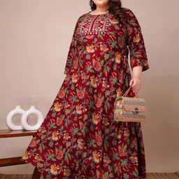 f p collections Embroidered Viscose Rayon Stitched Anarkali Gown image 1