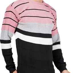 bados Men Striped Round Neck Multicolor Sweater image 3