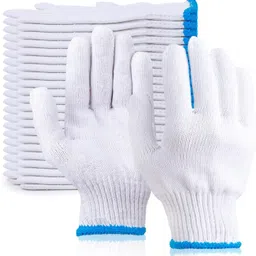 wishpool 5 Pair Reusable Washable Cotton Knitted Gloves Bundle Free size, For Unisex Synthetic Safety Gloves image 1