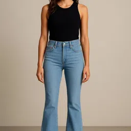 botumqute Women Boot-Leg High Rise Light Blue Jeans image 4