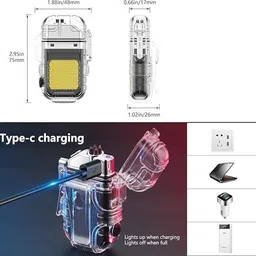 blayou in1 Dual Arc Windproof Flameless Cigarette Lighter with Torch Rechargeable POCKET LIGHTER Pocket Lighter image 2