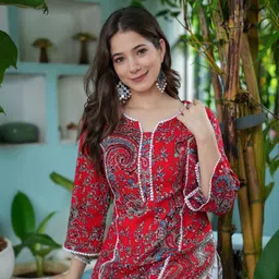 kjfab Women Printed Pure Cotton Straight Kurta-picture-24