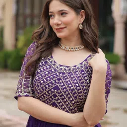 wedani lifestyle Embroidered Georgette Stitched Flared/A-line Gown image 4