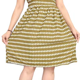 varudi Women A-line Dark Green Knee Length Dress-picture-21