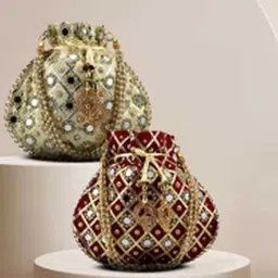 Women Maroon, Gold Potli-image-11