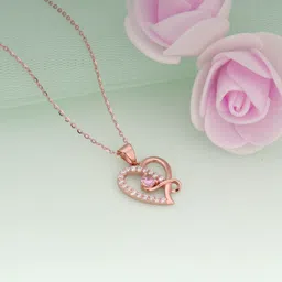 giva Rose Gold Heart Pendant for women and girls Zircon Rhodium Plated Sterling Silver Necklace-picture-10