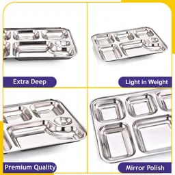 narv Bhojan Thali 6 Sections Divided Mess Tray for Lunch, Events & Every Day Use K2 Sectioned Plate image 3