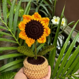 saarforyou Crochet Sunflower Pot Wool Flower Basket-picture-47