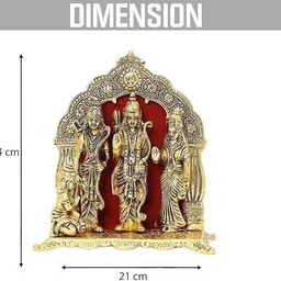 international gift Gold Plated Ram Darbar Idol Murti With Box & Bag | For Pooja, Mandir Decorative Showpiece - 24 cm image 3