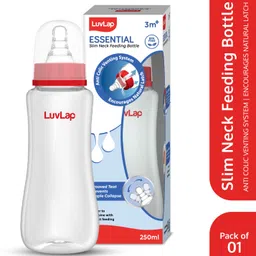 luvlap Anti-Colic Slim/Regular Neck Essential Baby Feeding Bottle, BPA Free Pack of 1 - 250 ml-picture-31