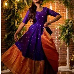 dhanshrefashion Applique Silk Blend Stitched Anarkali Gown-picture-26