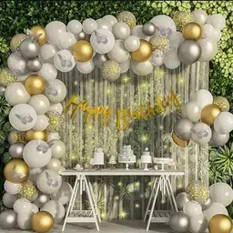 xzotic Golden & White Silver Theme Birthday Decoration item-picture-40