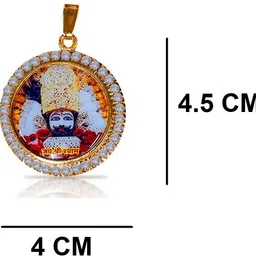 house of common JAR545 Round Shape Diamond Nug Khatu Shyam/Barbarika Ji Locket Pendant Necklace Stainless Steel Pendant Set image 2