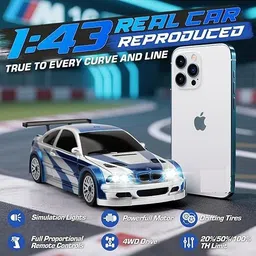bestie toys Mini RC Drift Car with Gyro, 1/43 Scale Remote Control Car High Speed Racing Mi image 2