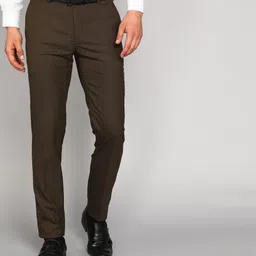 raymond Men Slim Fit Brown Viscose Rayon Trousers-picture-12
