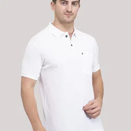 proriders Men Solid Polo Neck Cotton Blend White T-Shirt image 3