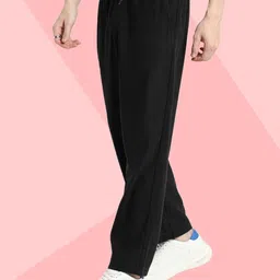 afwaah Men Self Design Black Track Pants image 3