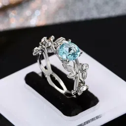 myki Super Girly Elegant Engagement Ring For Women & Girls Sterling Silver Cubic Zirconia Silver Plated Ring-picture-12