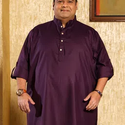 bigbanana Men Solid Cotton Blend Straight Kurta image 1