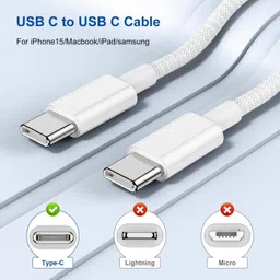 HOMEMO Type C 6 A 1 m Copper USB C to USB C Cable, Type C to C Cable fast Charging Cord for iPhone image 2
