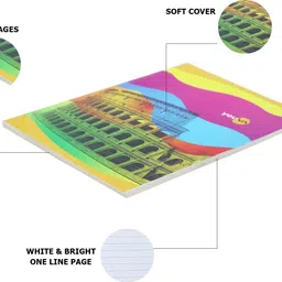 navneet Youva Soft Bound Long Book Rainbow 21x29.7 cm A4 Notebook Single Line 140 Pages image 4