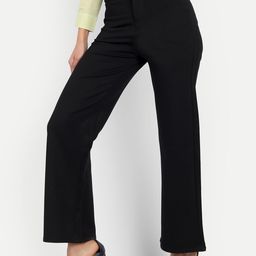 broadstar Women Loose Fit Black Lycra Blend Trousers-picture-5