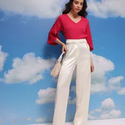 corsica Casual Slit Sleeves Solid Women Pink Top image 5